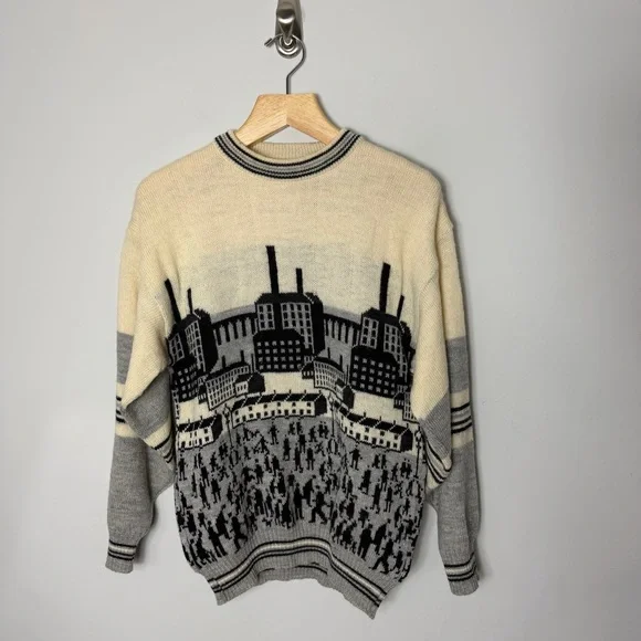 Vintage Westmorland Knit 100% Wool Sweater City Neutrals Crewneck Size Large *O - Picture 3 of 14